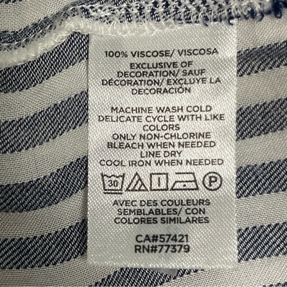 Ann Taylor Navy White Striped Balloon Sleeve Top Blouse - Size XXSP - Picture 13 of 15